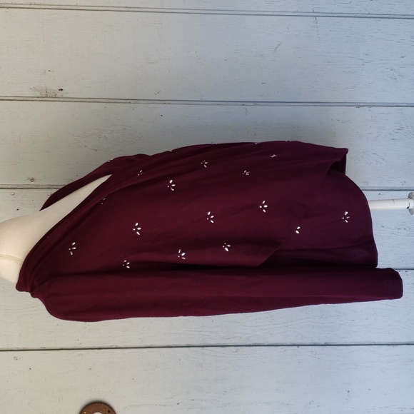 Burgundy Sweater Crossed Front Sweater Embellished - Picture 4 of 13